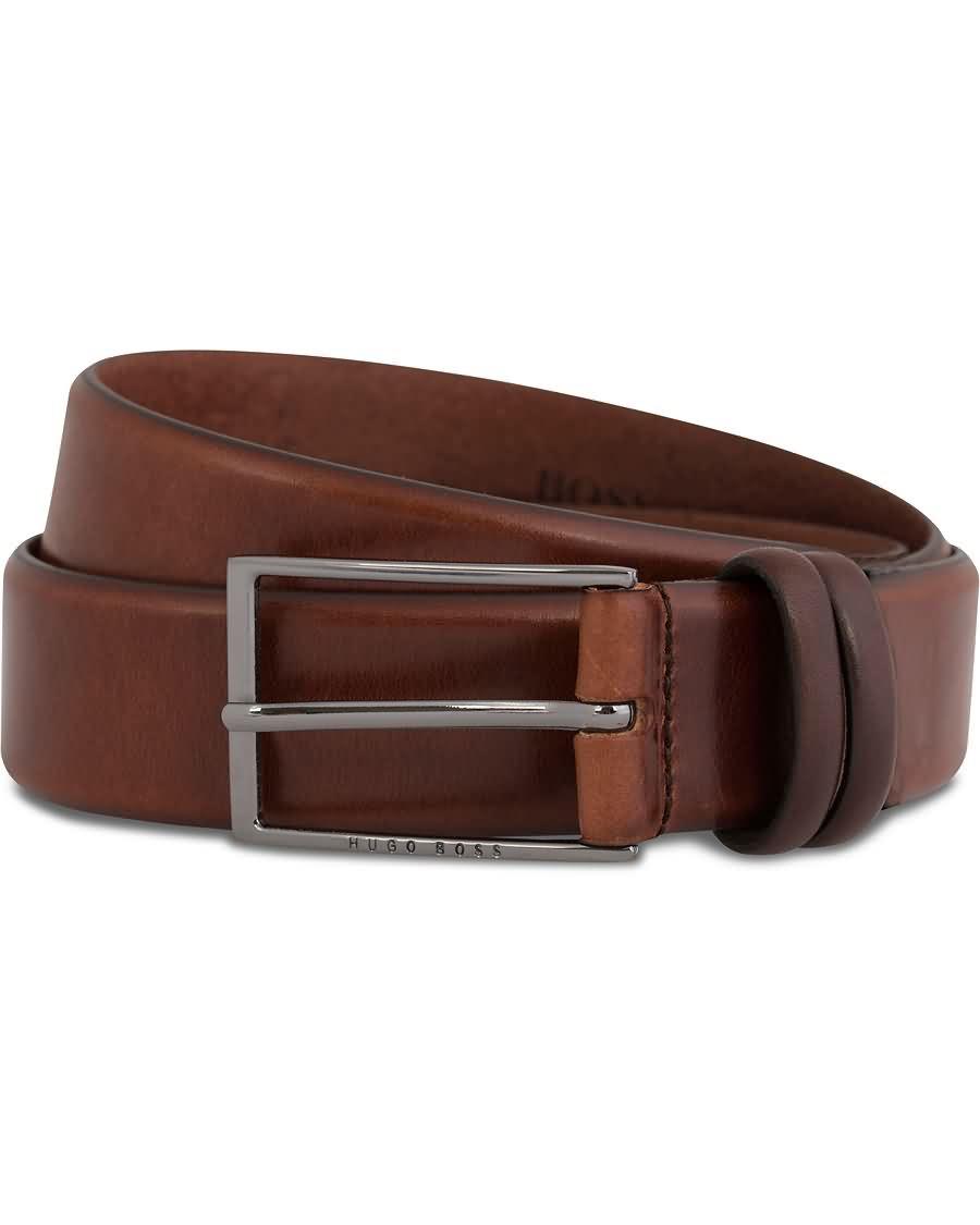 boss carmello leather belt 3,5 cm medium brown 51rq5